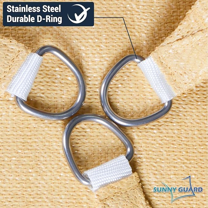 SUNNY GUARD Custom Size 16'x18' Sand Sun Shade Sail Rectangle UV Block Shade - Image 6