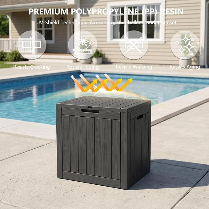 Outdoor Storage Box, 35 Gallon Waterproof Deck Box, Quick Snap-Lock Resin - Image 5