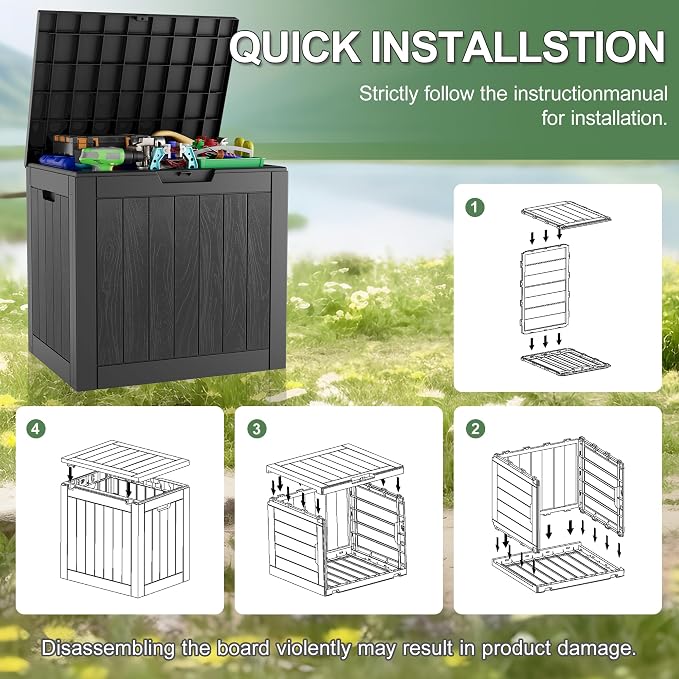 32 Gallon Outdoor Storage Box 2 Pack All-Weather Deck Box - Image 6
