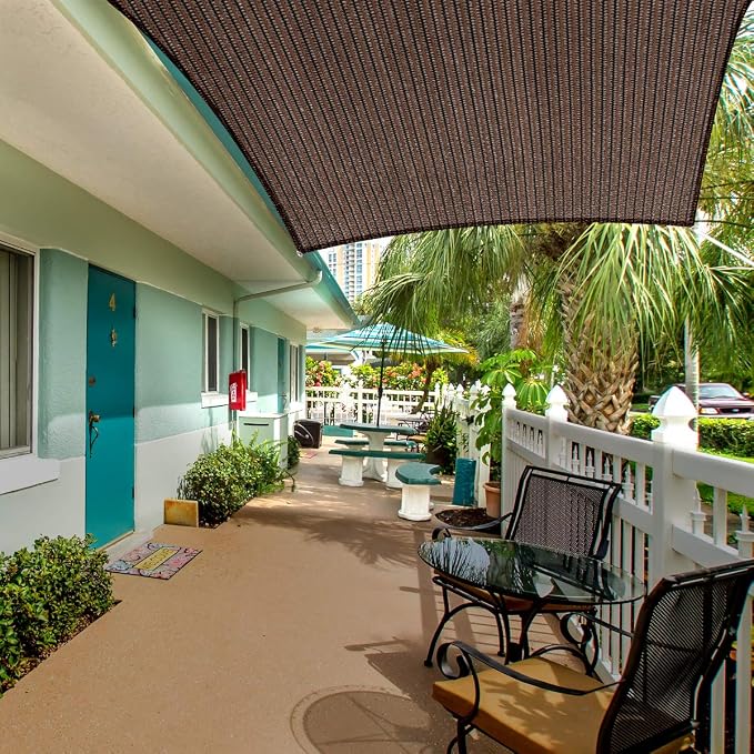 Eden's Decor Straight Flat-Edged Sun Shade Sail Rectangular 8' x 18' Brown - Image 5