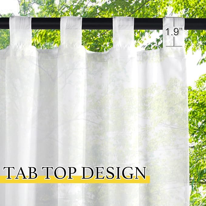 NICETOWN 2 Panels White Sheer Outdoor Curtains - Image 2