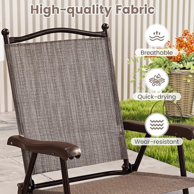 GIANTEX Set of 4 Patio Folding Chairs, Outdoor Patio Dining Chairs w/Armrest - Image 4