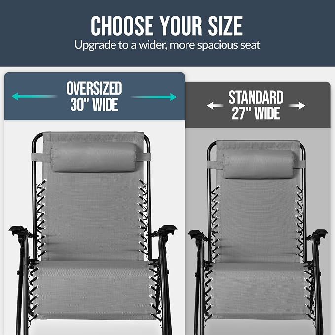 Best Choice Products Set of 2 Extra Wide Adjustable Steel Mesh Zero Gravity - Image 4