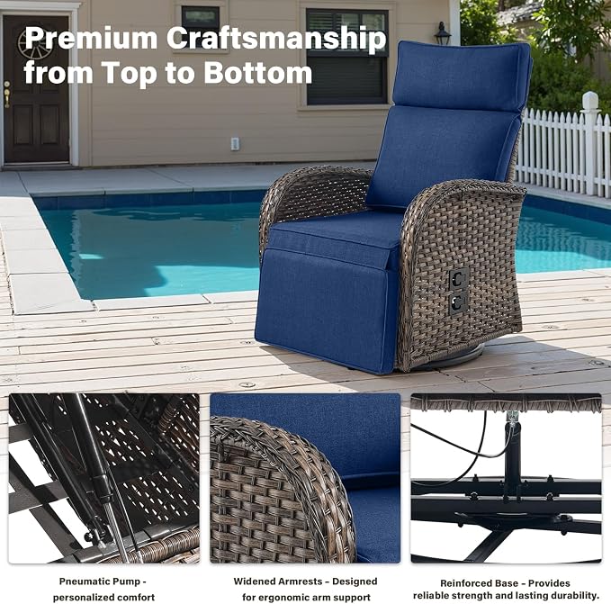 Dual-Adjust Outdoor Swivel Recliner Chairs – Reclining Patio Chair - Image 5