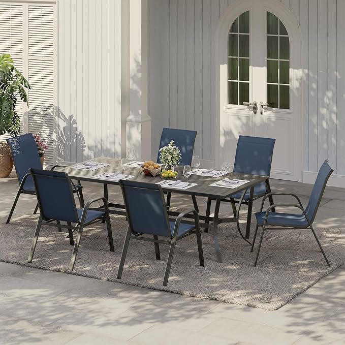 Stackable Outdoor Patio Dining Chairs Set of 4 – Heavy Duty, High Back Armchairs - Image 7