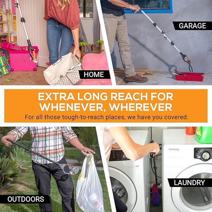 EZPIK Classic 40" Flexible Folding Grabber Tool for Elderly + Magnets, Reacher for Disabled & Seniors Heavy Duty Rotating Grippers for Reaching Underneath, Trash Grabbers & Pickers for Mobility