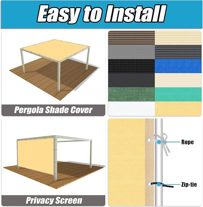 Amagenix 90% Shade Fabric 10'X 19' Sand Sun Shade Cloth - Image 3