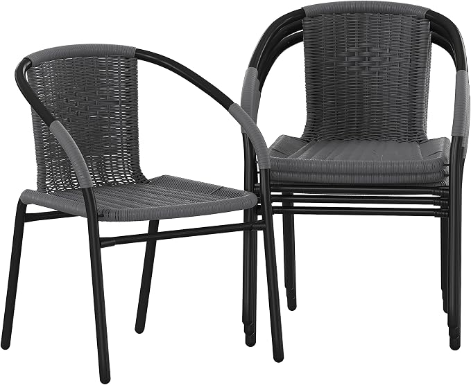 Flash Furniture Lila Modern Rattan Indoor/Outdoor Stackable Dining Chairs by FlashFurniture