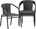 Flash Furniture Lila Modern Rattan Indoor/Outdoor Stackable Dining Chairs by FlashFurniture