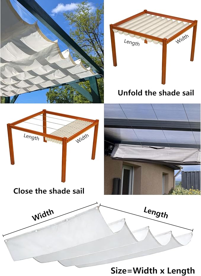 Retractable Wave Shade Cloth Waterproof 10' x 9' Sun Shade Sail Waterproof - Image 5