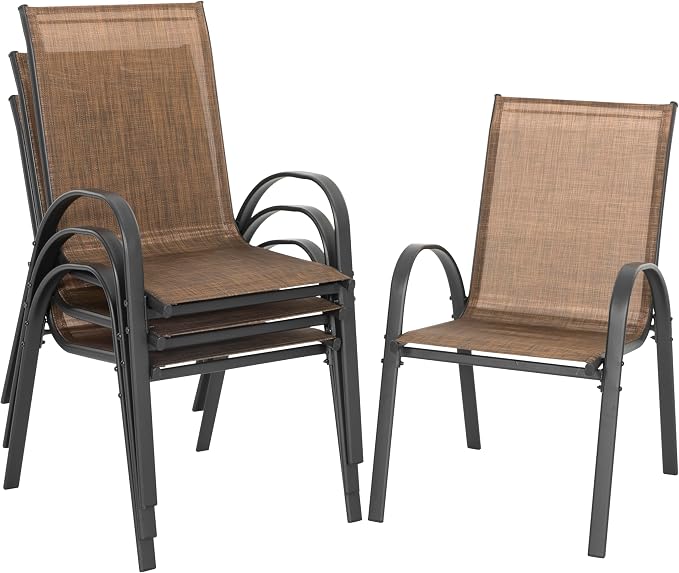 NUU GARDEN Patio Dining Chairs Set of 4, Outdoor Stackable Dining Chairs by NUUGARDENCORPORATION
