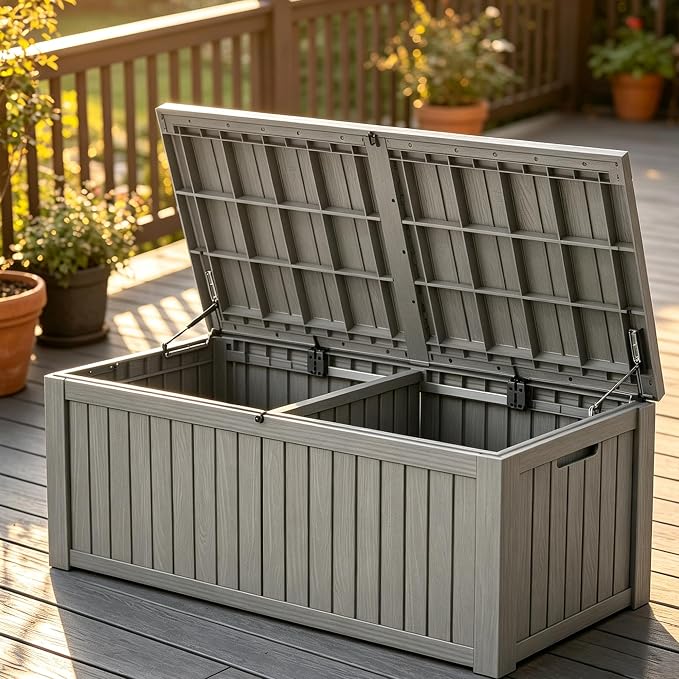 Outdoor Deck Storage Box, Resin Deck Boxes Indoor and outdoor, Waterproof - Image 2