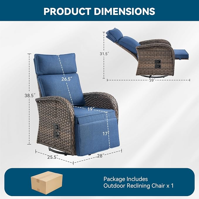Zero Gravity Patio Swivel Recliner Chair - Image 2
