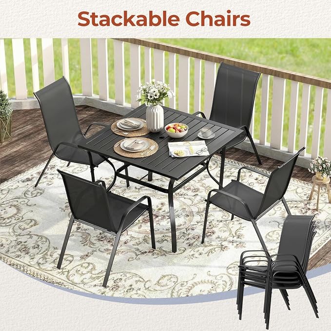 TLSUNNY Patio Chair, Outdoor Stackable Textilene Chairs Set of 4, - Image 8