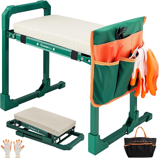 SakerPlus Garden Kneeler and Seat, Heavy Duty Foldable Garden Stool | 10-inch by SakerPlus