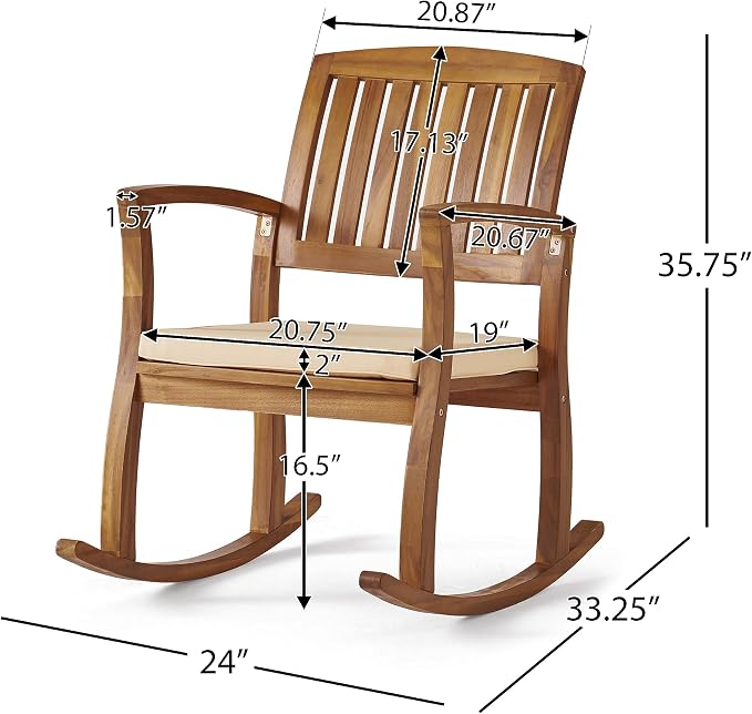 Christopher Knight Home Selma Acacia Rocking Chairs - Image 3