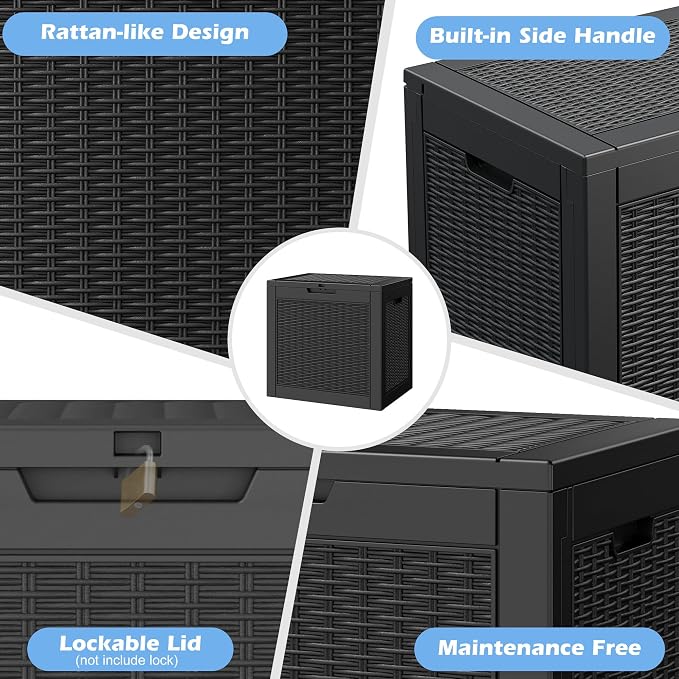 Outdoor Storage Box, 30 Gallon Resin Deck Boxes Outdoor Waterproof - Image 5