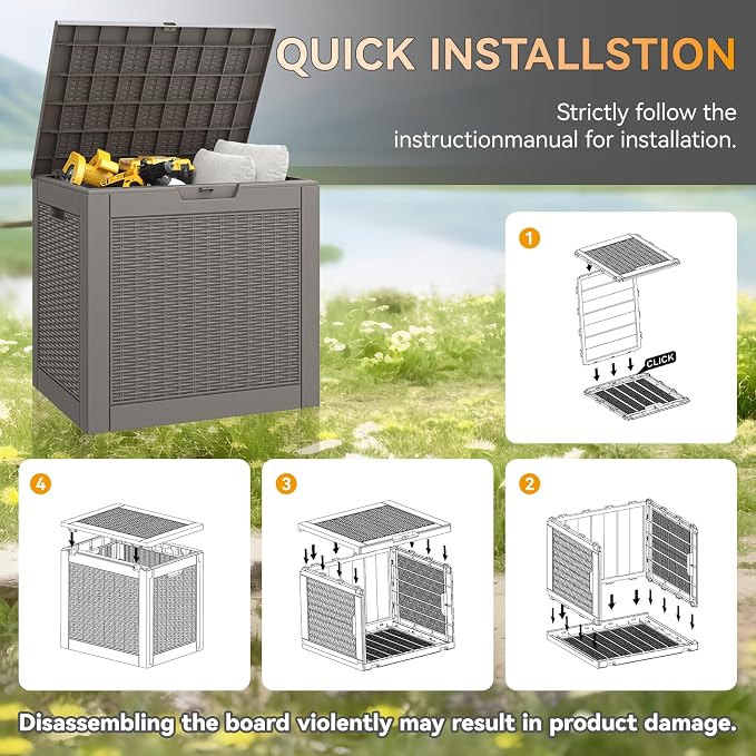 29 Gallon Outdoor Storage Box, Resin Deck Boxes Indoor and outdoor, Waterproof - Image 6