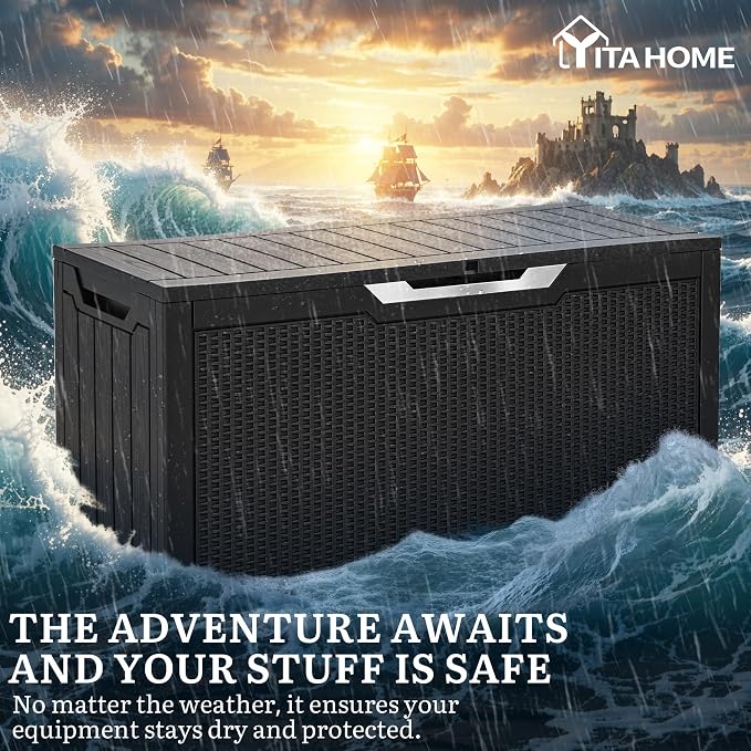 YITAHOME 80 Gallon Outdoor Storage Box | Large Water Resistant Resin Deck Box - Image 5