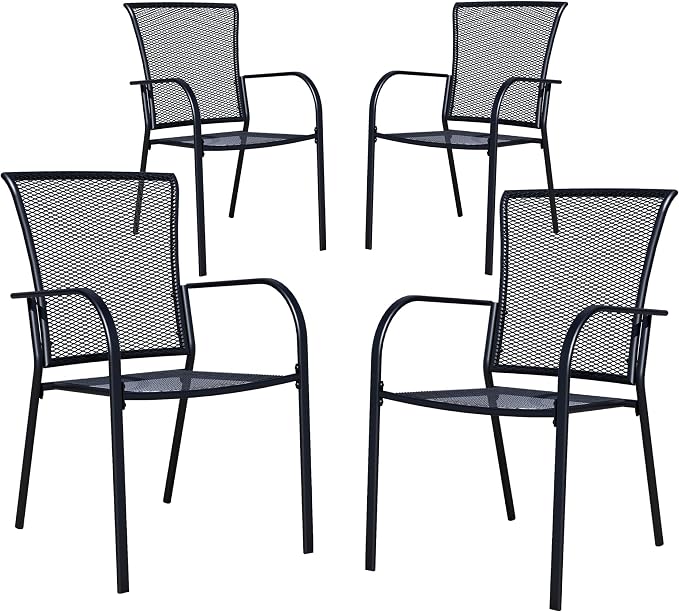 Patio Dining Chairs Set of 4, Metal Mesh Patio Furniture Set - Image 8