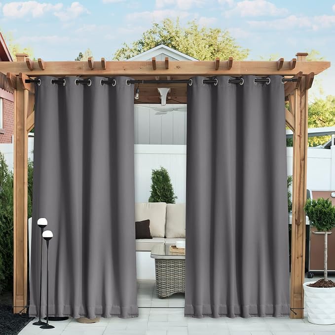 NICETOWN 2 Panels Outdoor Curtains Bottom Fixed by NICETOWN