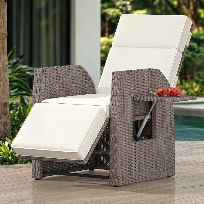 YITAHOME Outdoor Recliner Chair, Wicker Recliner Chair 150°Reclining, Solid - Image 4