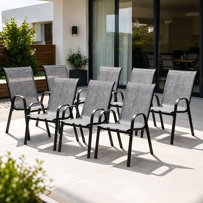 Majnesvon Outdoor Patio Chairs Set of 8, Stackable Patio Chairs, Front Porch by Majnesvon