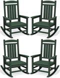 Oversized Outdoor Rocking Chairs Set of 4, HDPE Porch Rocker by KINGYES