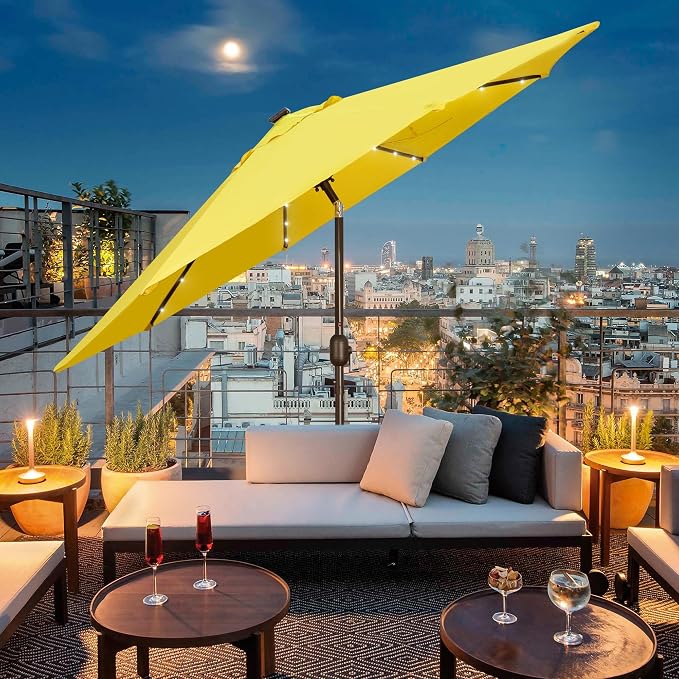 9 ft Solar Umbrella, 32 LED Lighted Patio Umbrella, Table Market Umbrella - Image 7