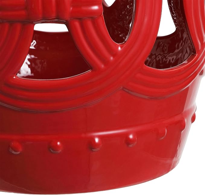 JONATHAN Y Lucky Coins 16" Ceramic Garden Stool Side Table, Matte Red | - Image 8