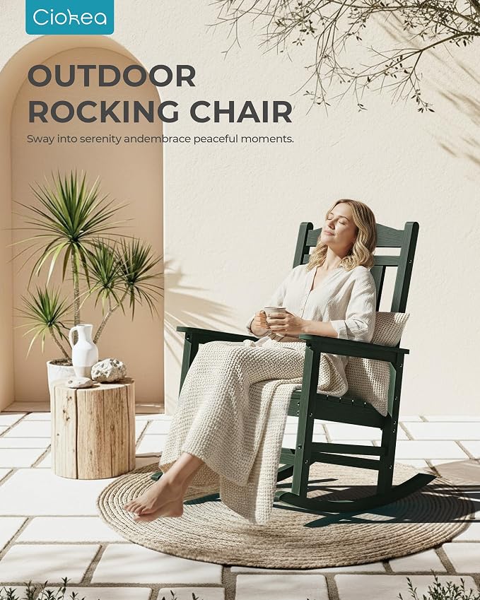 Oversized Outdoor Rocking Chairs Set of 3, 380lbs Heavy-Duty Large Patio Rocker - Image 7