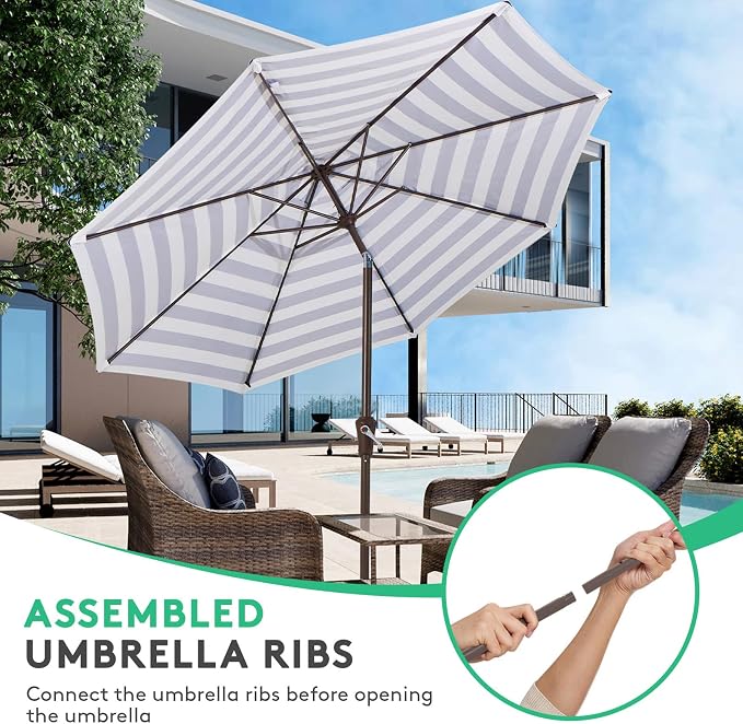 JEAREY 10 ft Outdoor Patio Umbrella w/Tilt and Crank - Image 4