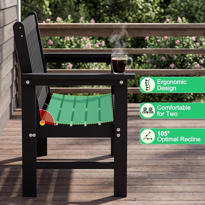 JUMMICO High-Density Polyethylene Outdoor Garden Bench, Ergonomically Designed - Image 5