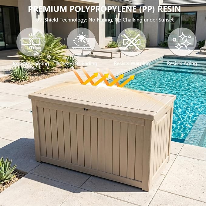 Outdoor Storage Box, 270 Gallon Waterproof Deck Box, Super-Sized Gas-Spring - Image 4