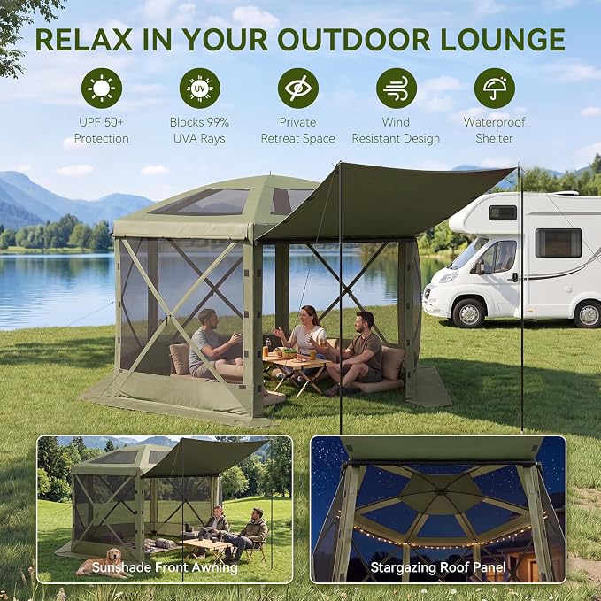 Aoxun 12x12ft Pop Up Canopy Tent, Screen Tent - Image 2