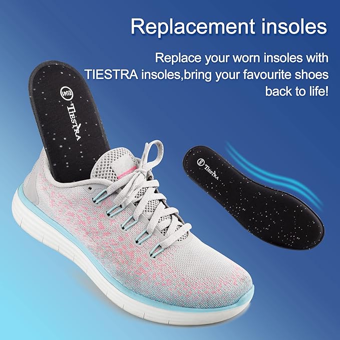 3 Pair -Shoe Inserts for Womens Memory Foam Insoles,Replacement Insoles for Work Boots Running Shoes, Cushion Shock Absorbing for Foot Pain Relief, Comfort Breathable Inner Soles Black 41EU,US10