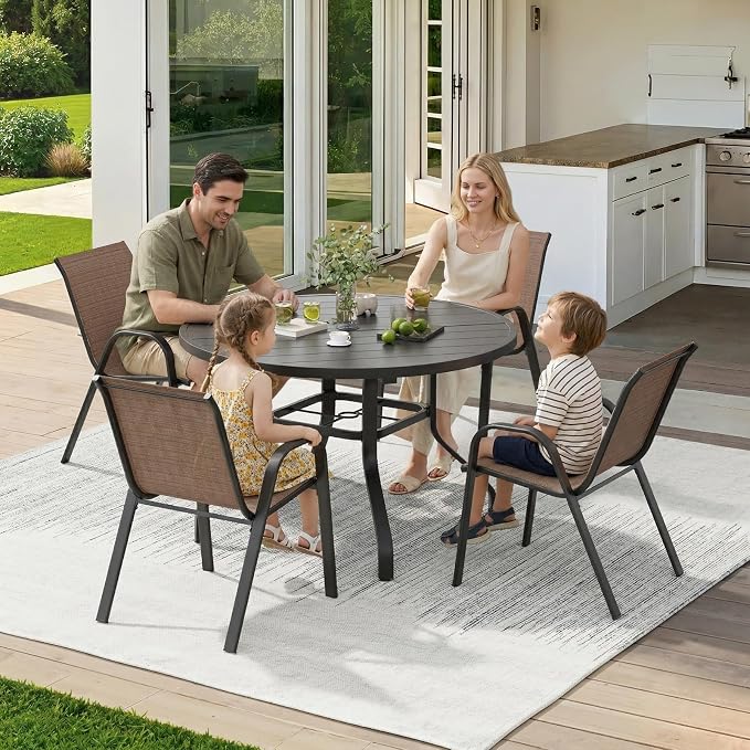 Stackable Outdoor Dining Chairs Set of 4, Textilene Patio Chairs - Image 2