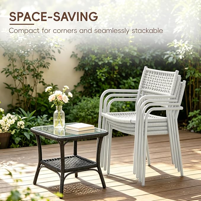 Patio Chairs Set of 6, Stackable Outdoor Dining Chairs - Image 5