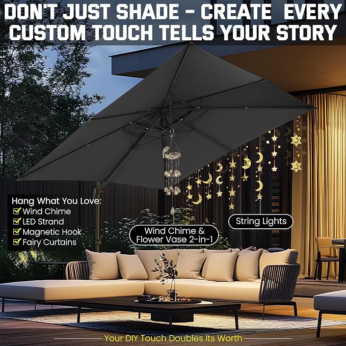 Hoteel Outdoor Patio Umbrella - 10ft Cantilever Umbrella - Image 6