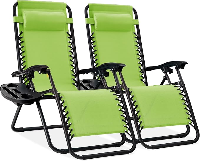Best Choice Products Set of 2 Adjustable Steel Mesh Zero Gravity Lounge Chair by Unknown