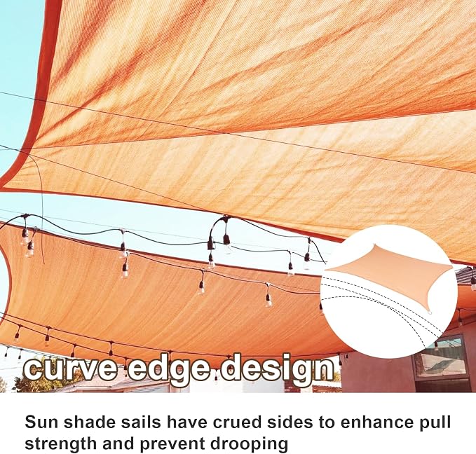 Sun Shade Sail 14'x15' Peach Fuzz Rectangle Custom Size | 95% UV Block - Image 2