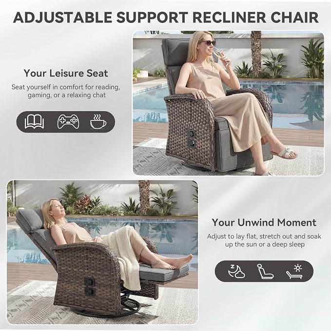 Zero Gravity Patio Swivel Recliner Chair - Image 3