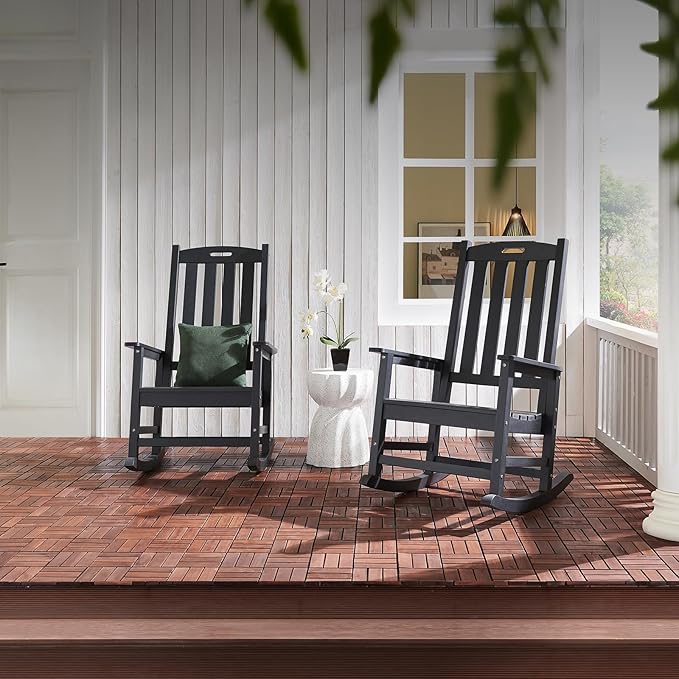 Outdoor Rocking Chairs Set of 2, Oversized Porch Rocker | Weather Resistant - Image 2