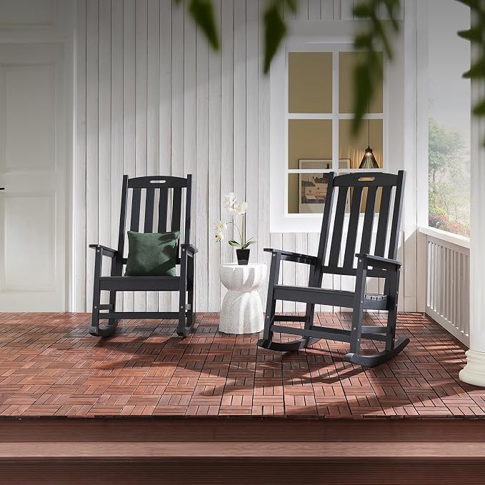 Oversized Outdoor Rocking Chair, HDPE Porch Rocker | High Back Rocking Chairs - Image 5