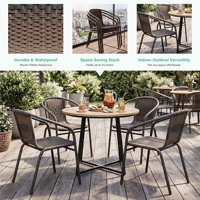 JEAREY Outdoor Patio Rattan Dining Chairs Set of 4, All Weather Stackable - Image 4