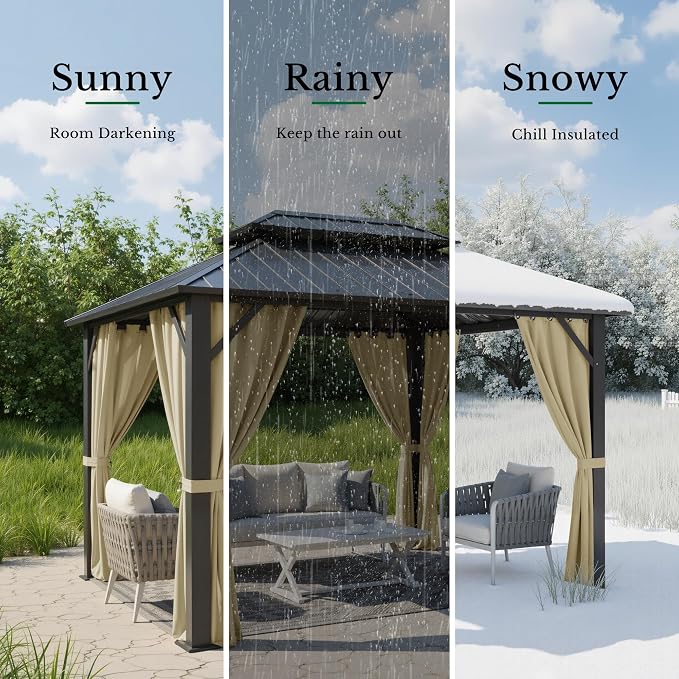 Outdoor Curtains W52 x L95 Inch Cream Beige, 1 Panel | Waterproof Light - Image 5