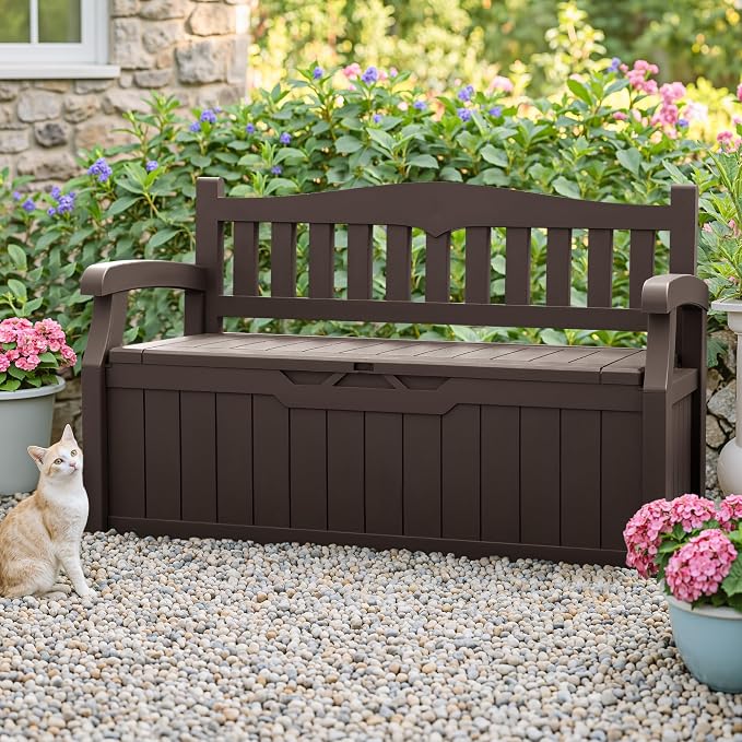 Homall 75 Gallon Outdoor Storage Benches Lockable Deck Box Waterproof | UV - Image 2