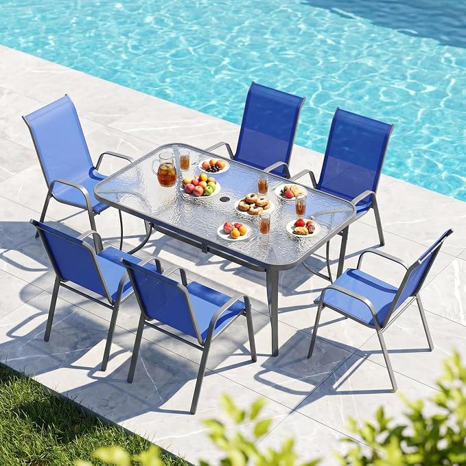 MAMIZO Patio Dining Chairs, Stackable Textilene Chair Set of 4, - Image 9
