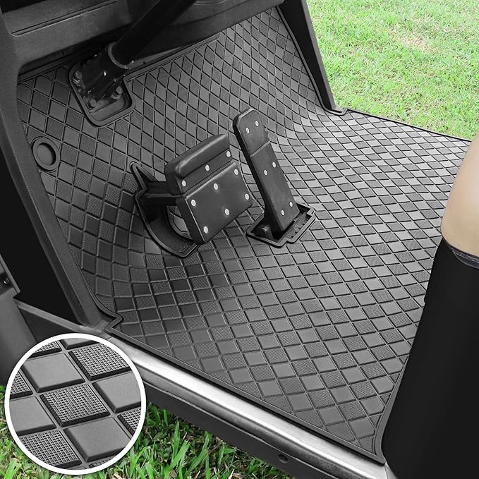 Golf Cart Floor Liner Mat 8mm Thick Rubber Full Coverage Fit for EZGO TXT (1994-2025), Express S4 (2012-2020), Cushman Workhorse, EX1 (2020), Valor, Navitas, Some Star Carts Mats Replacement