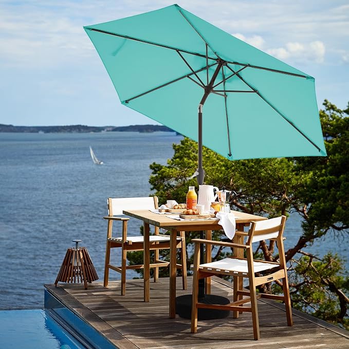 JEAREY 7.5 ft Outdoor Patio Umbrella, Table Umbrella, Peacock Blue | 6 Sturdy - Image 4